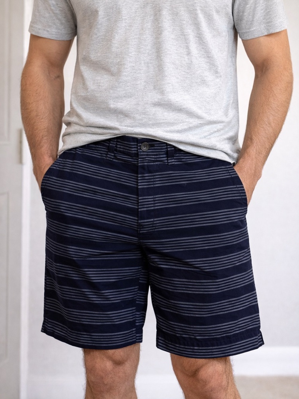 Weatherproof Vintage 1948 Men's Striped Shorts Navy Stripe 30